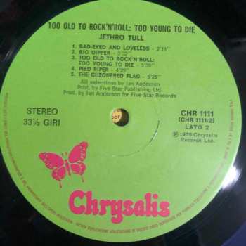 LP Jethro Tull: Too Old To Rock 'N' Roll: Too Young To Die!