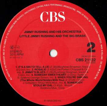 LP Jimmy Rushing And His Orchestra: Little Jimmy Rushing And The Big Brass