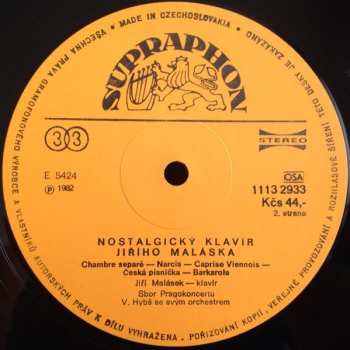 LP Václav Hybš Orchestra: Nostalgický Klavír / Piano In Nostalgia