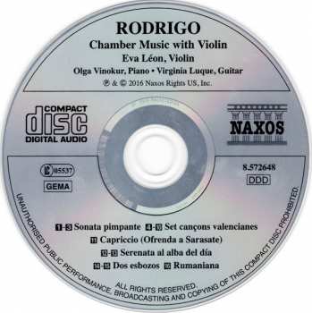 CD Joaquín Rodrigo: Chamber Music with Violin