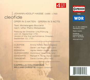 4CD/Coffret William Christie: Cleofide
