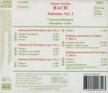 CD Johann Christian Bach: Sinfonias Vol. 3 - Sinfonias, Op. 9, Nos. 1 - 3 / Sinfonie Concertanti