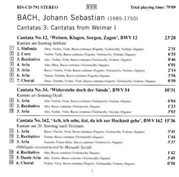 CD Johann Sebastian Bach: Cantatas 3: BWV 12 Weinen, Klagen, Sorgen, Zagen - BWV 54 Widerstehe Doch Der Sünde - BWV 162 Ach, Ich Sehe, Itzt, Da Ich Zur Hochzeit Gehe - BWV 182 Himmelskönig, Sei Willkommen