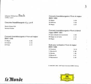 CD Johann Sebastian Bach: Concertos Brandebourgeois N°4, 5 & 6