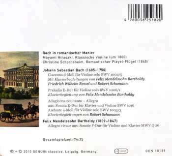 CD Johann Sebastian Bach: Bach in romantischer Manier: Bearbeitungen von Mendelssohn, Schumann, David und Ressel