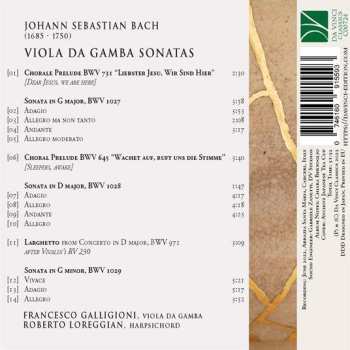CD Johann Sebastian Bach: Viola Da Gamba Sonatas, Chorale Prelude BWV 731・645, Larghetto From BWV 972