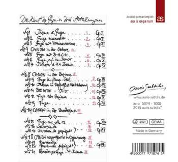 2CD Johann Sebastian Bach: Die Kunst der Fuge, BWV 1080 