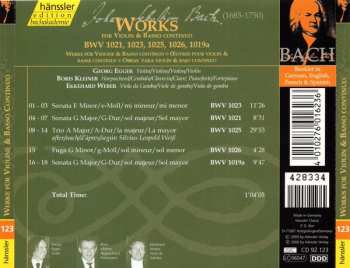 CD Johann Sebastian Bach: Works For Violin & Basso Continuo BWV 1021, 1023, 1025, 1026, 1019a