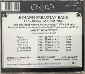 CD Johann Sebastian Bach: Goldberg-Variationen (Fassung Für Streichtrio = Version For String Trio = Version Pour Trio A Cordes)