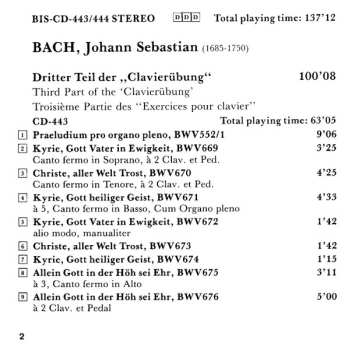 2CD Johann Sebastian Bach: Clavierübung III / Concerto In D Minor / Trio Sonata In C / Toccata In E
