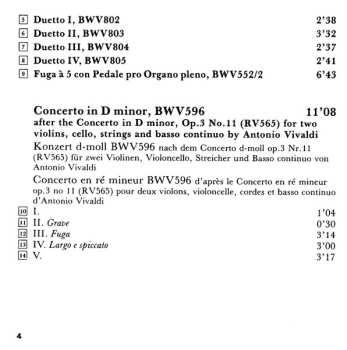 2CD Johann Sebastian Bach: Clavierübung III / Concerto In D Minor / Trio Sonata In C / Toccata In E