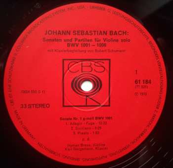 3LP/Coffret Johann Sebastian Bach: Sonaten Und Partiten Für Violine Solo BWV 1001-1006 Mit Der Klavierbegleitung Von Robert Schumann