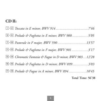 CD Johann Sebastian Bach: Toccatas, BWV 910-916, Fantasias, Preludes & Fugues, BWV 903-904, 917, BWV 944, 894, 899-902/a, 575, Pastorale, BWV 590