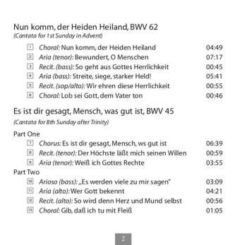 CD Johann Sebastian Bach: Cantatas BWV 62, 45, 192, 140