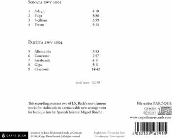 CD Johann Sebastian Bach: Sonata BWV 1001 / Partita BWV 1004