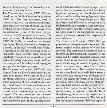 CD Johann Sebastian Bach: Konzerte Für Cembalo Und Streicher = Concertos For Harpsichord And Strings = Concertos Pour Clavecin Et Orchestre À Cordes BWV 1055 · 1056 ·1057 · 1058