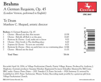CD Johannes Brahms: A German Requiem, Op. 45 (London Version, In English)