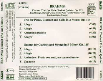 CD Johannes Brahms: Clarinet Trio, Op. 114 / Clarinet Quintet, Op. 115