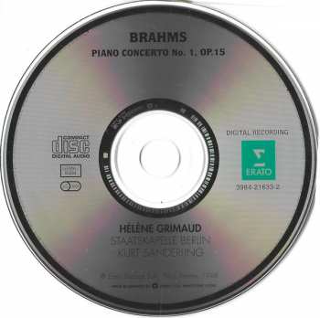 CD Johannes Brahms: Piano Concerto No. 1 Op. 15