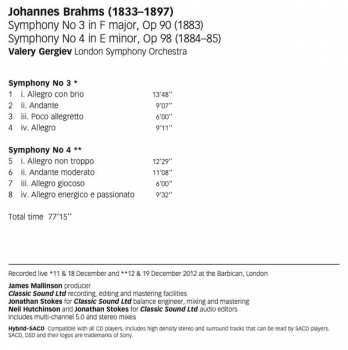 SACD The London Symphony Orchestra: Symphonies Nos 3 & 4