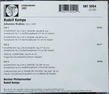 3CD Berliner Philharmoniker: The Four Symphonies / Variations On A Theme / Tragic Overture