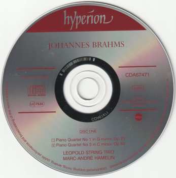 2CD Johannes Brahms: The Piano Quartets