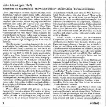 CD John Adams: Shaker Loops • Short Ride In A Fast Machine • The Wound Dresser • Berceuse Élégiaque