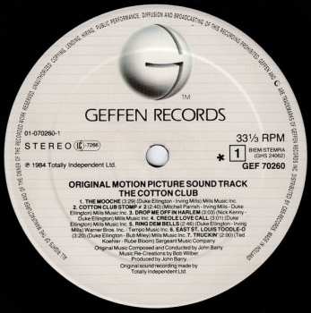 LP John Barry: The Cotton Club (Original Motion Picture Sound Track)