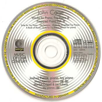 CD Marilyn Crispell: Works For Piano, Toy Piano & Prepared Piano · Vol. III
