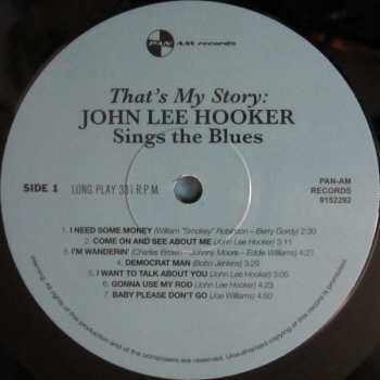 LP John Lee Hooker: That's My Story John Lee Hooker Sings The Blues LTD