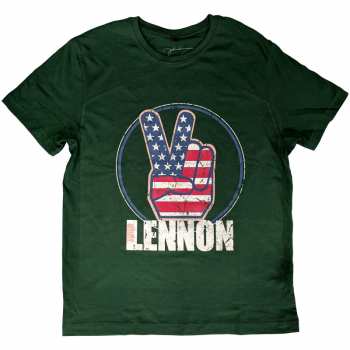 Marchandises John Lennon: John Lennon Unisex T-shirt: Peace Fingers Us Flag (x-small) XS