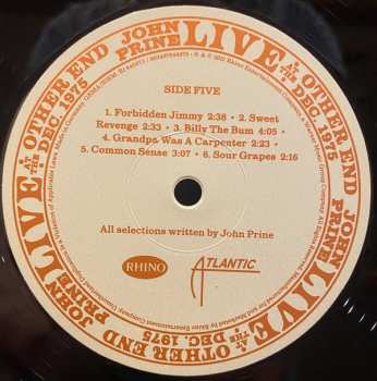 4LP/Coffret John Prine: Live At The Other End Dec. 1975 LTD