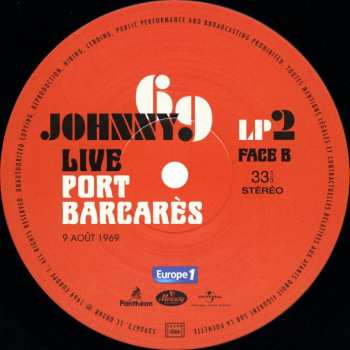 2LP Johnny Hallyday: Live Port Barcarès - 9 Août 1969 LTD
