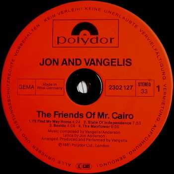 LP Jon & Vangelis: The Friends Of Mr. Cairo