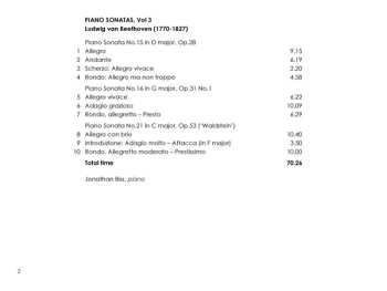 CD Ludwig van Beethoven: Piano Sonatas Vol. 3 Nos 15, 16, & 21