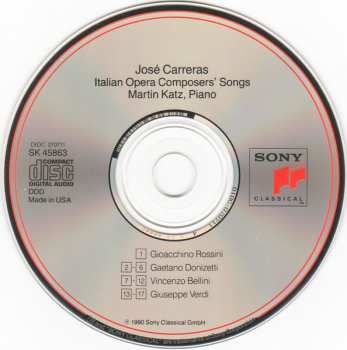 CD José Carreras: Italian Opera Composers' Songs