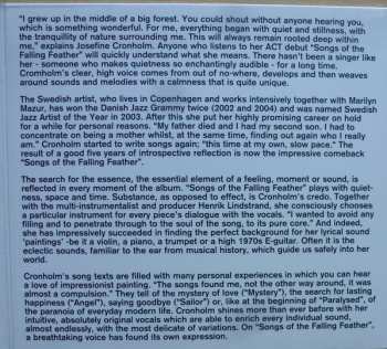 CD Josefine Cronholm: Songs Of The Falling Feather