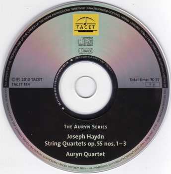 CD Joseph Haydn: Auryn's Haydn: Op. 55 (String Quartets ∙ Vol. 9 Of 14 Op. 55, Nos. 1 – 3)