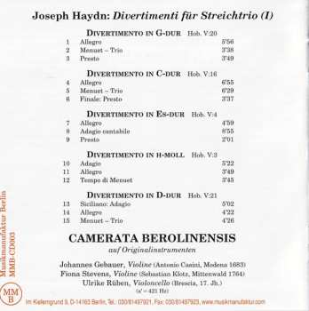 CD Joseph Haydn: Divertimenti Für Streichtrio Vol. 1 • Hob. V Nr. 3, 4, 16, 20, 21