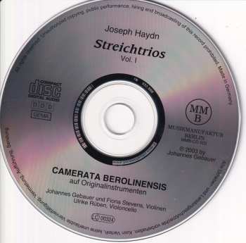 CD Joseph Haydn: Divertimenti Für Streichtrio Vol. 1 • Hob. V Nr. 3, 4, 16, 20, 21