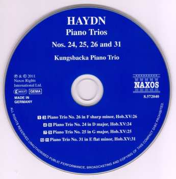 CD Joseph Haydn: Piano Trios Nos. 24, 25, 26 And 31