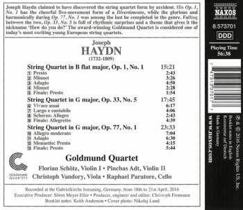 CD Joseph Haydn: String Quartets Op. 1, No. 1 · Op. 33, No. 5 · Op. 77, No. 1
