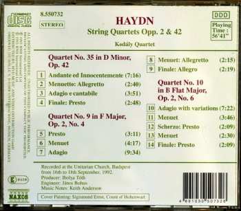 CD Joseph Haydn: String Quartets Op. 2, Nos. 4 And 6 - Op. 42