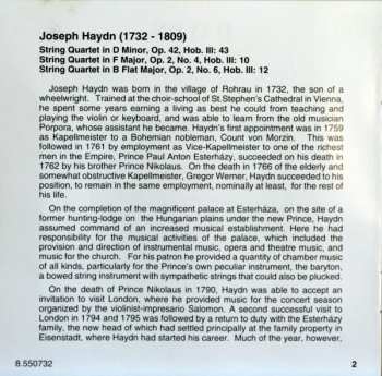 CD Joseph Haydn: String Quartets Op. 2, Nos. 4 And 6 - Op. 42