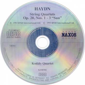 CD Joseph Haydn: String Quartets Op. 20 "Sun", Nos. 1 - 3