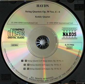 CD Joseph Haydn: String Quartets "Prussian" - Op. 50 - Nos. 4 - 6