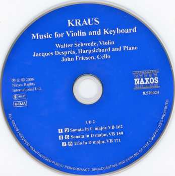 2CD Joseph Martin Kraus: Complete Chamber Music With Keyboard