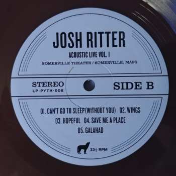 LP Josh Ritter: Acoustic Live Vol. 1: Somerville Theater / Somerville, Mass CLR | LTD