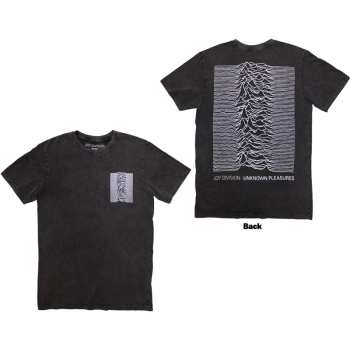 Marchandises Joy Division: Joy Division Unisex Stone Wash T-shirt: Pulsar Pocket Wave (back Print) (small) S