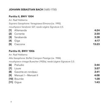 SACD Johann Sebastian Bach: Partitas: Arr. for Saxophone